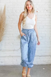 And The Why Satin Leopard Print Joggers | Daverri Fashions
