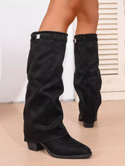 Hailey Point Toe Block Heels Boots | Boots Daverri Fashions
