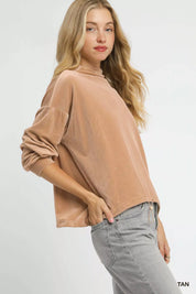 Umgee Ribbed Drawstring Hem Knit Top | Daverri Fashions