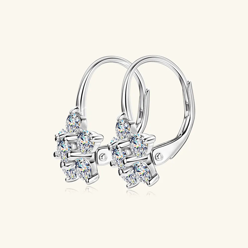 1.2 Carat 925 Sterling Silver Moissanite Flower Huggie Earrings | Sterling Silver Earrings Daverri Fashions