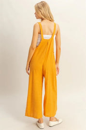 HYFVE Light Orange Textured Wide Leg Overall | Overalls Daverri Fashions