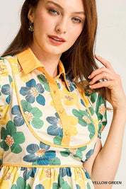 Umgee Floral Print Puff Sleeve Cropped Blouse | Daverri Fashions
