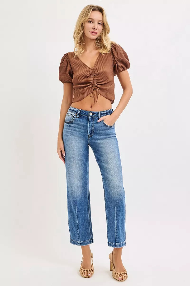 RISEN High Rise Crop Boyfriend Tapered Jeans | Jeans Daverri Fashions