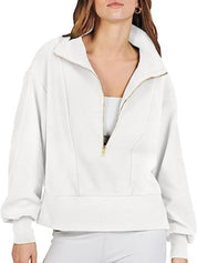 Half Zip Up Collared Sweatshirt | Sweatshirts Daverri Fashions
