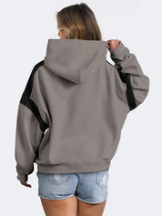 Contrast Dropped Shoulder Long Sleeve Hoodie | Sweatshirts Daverri Fashions