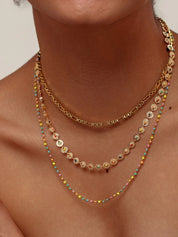 18K Gold-Plated Layered Resin Bead Necklace | Necklaces Daverri Fashions