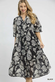 Umgee Floral Print Boho Midi Dress | Midi Dresses Daverri Fashions