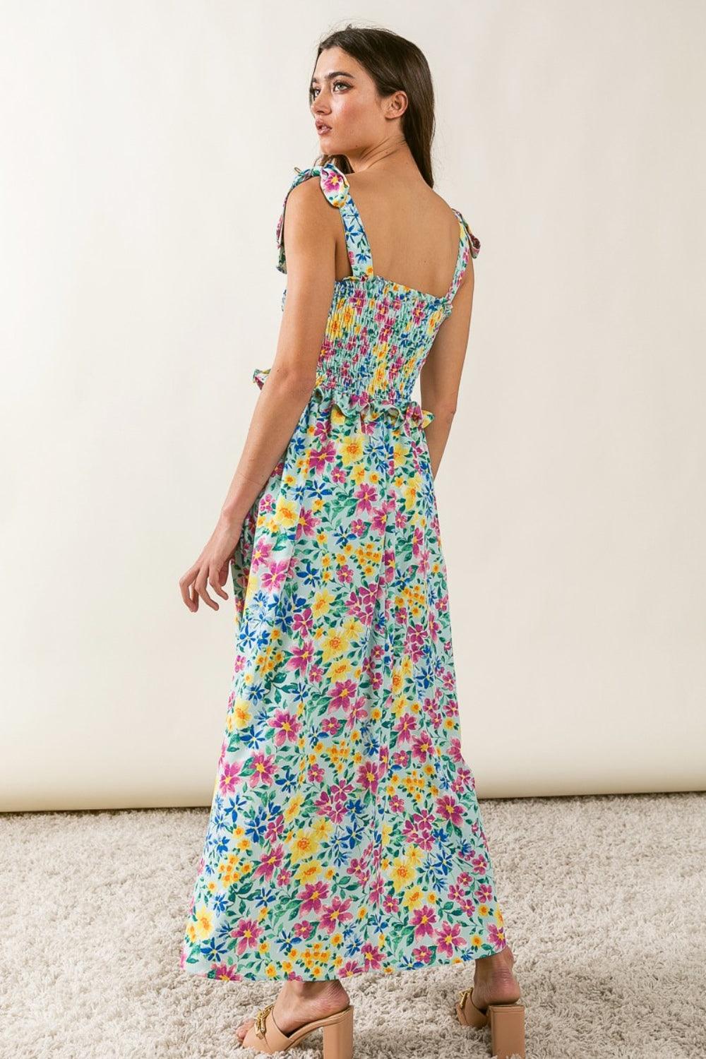 BiBi Floral Ruffle Trim Smocked Cami Dress | Cami Dresses Daverri Fashions