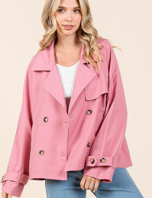 Mittoshop Double Breasted Long Sleeve Trench Coat Jacket | Jackets Daverri Fashions