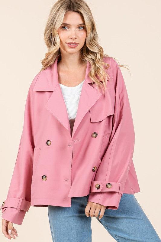 Mittoshop Double Breasted Long Sleeve Trench Coat Jacket | Jackets Daverri Fashions