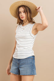Ces Femme Striped Round Neck Tank | Tank Tops Daverri Fashions