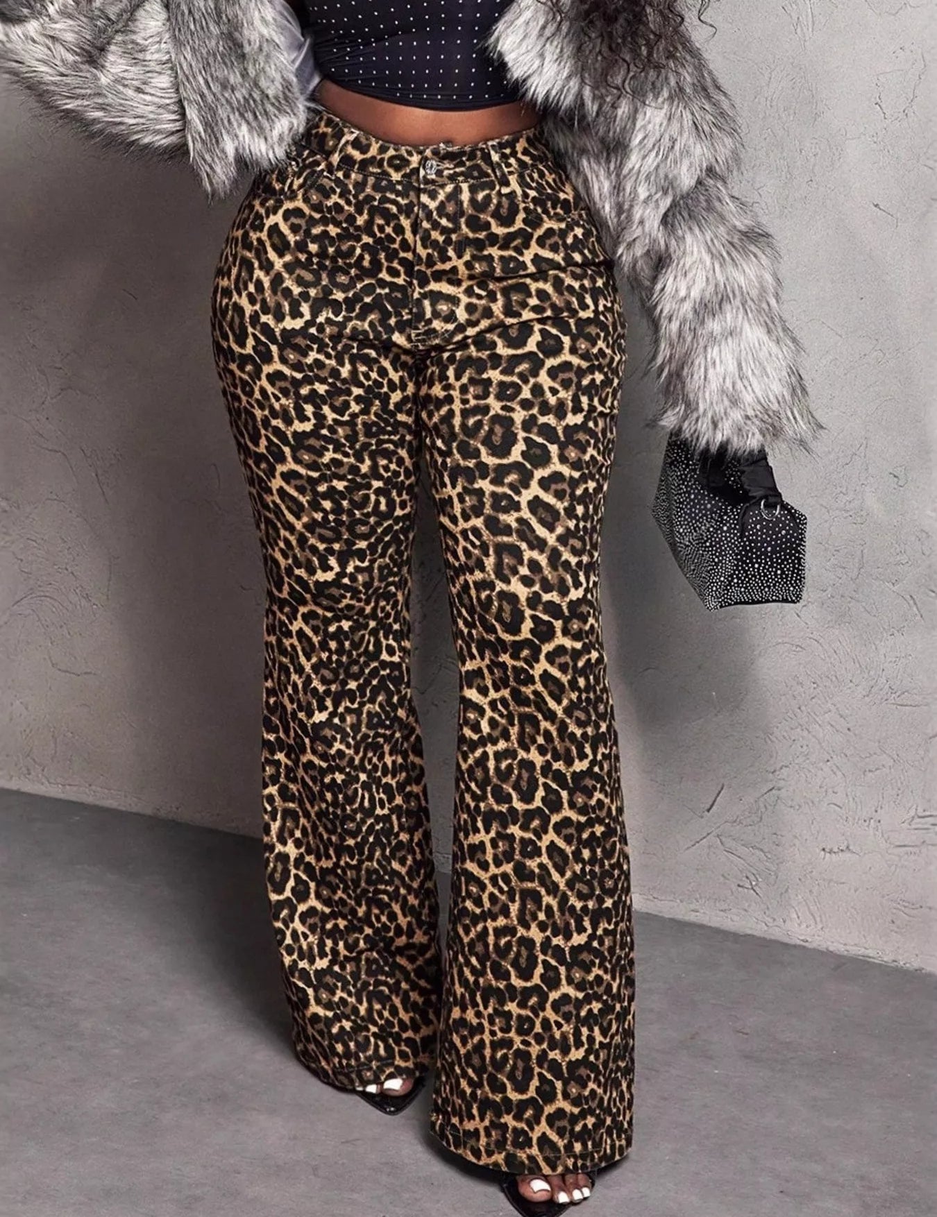 Brown S Leopard Wide Leg Pants | Pants Daverri Fashions