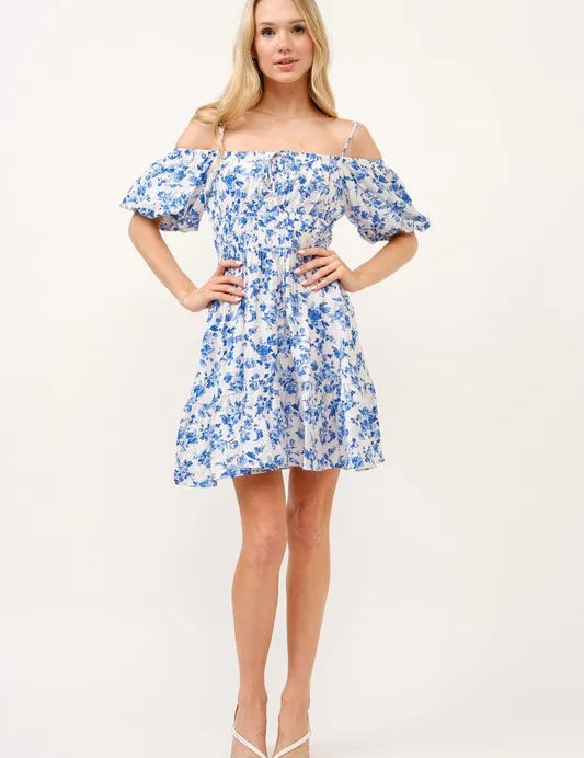 And The Why Off Shoulder Bubble Sleeve Dress | Mini Dresses Daverri Fashions