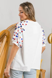 BiBi Party In The Usa Spangle Puff Sleeves Top | Tops Daverri Fashions