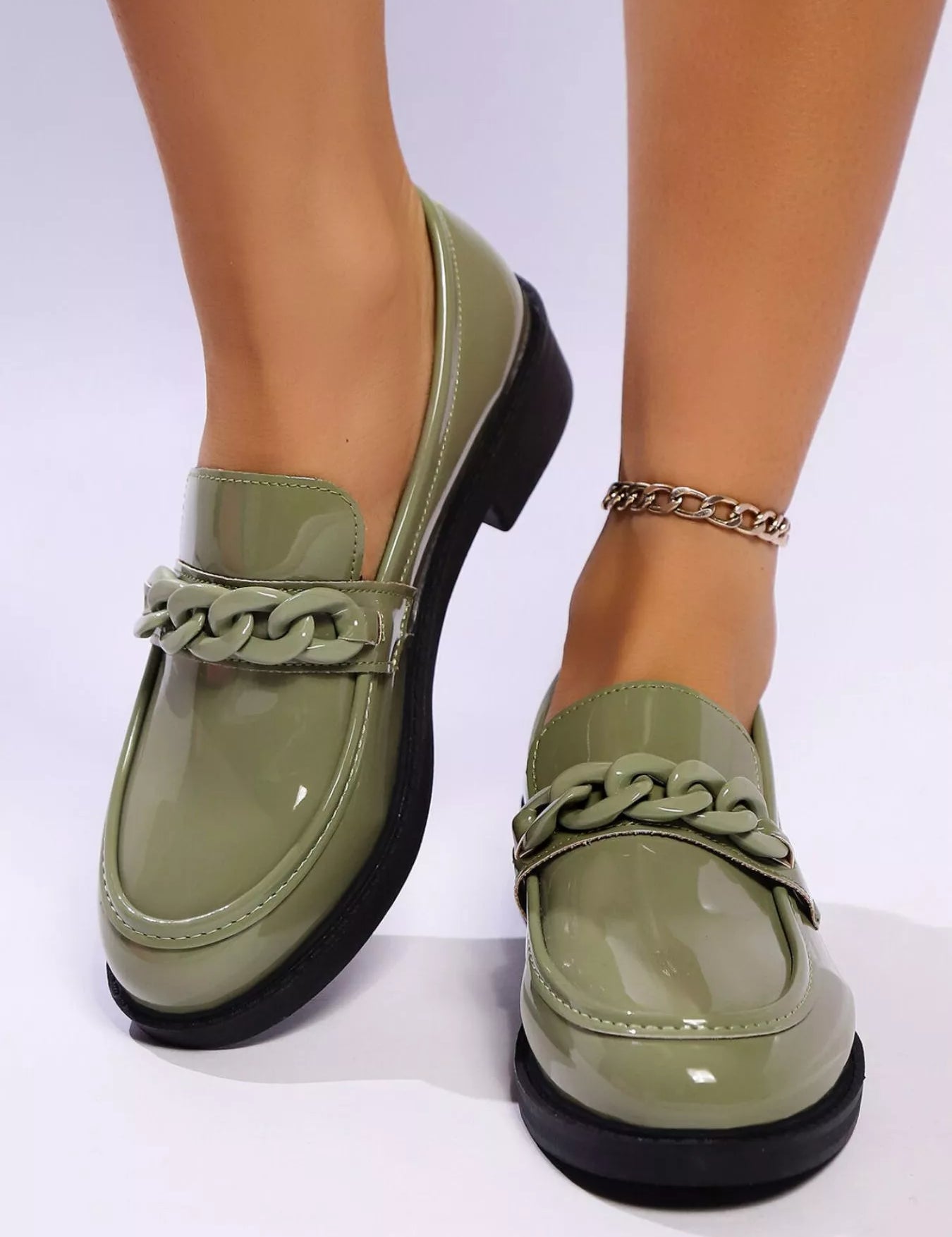 Round Toe Chain Detail Loafers | Shoes Daverri Fashions