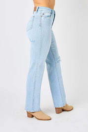 Judy Blue Full Size High Waist Distressed Straight Jeans | Jeans Daverri Fashions