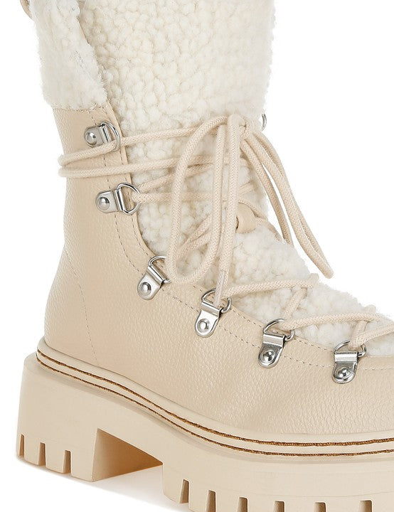 Omul Fleece & Faux Leather Boots | Boots Daverri Fashions