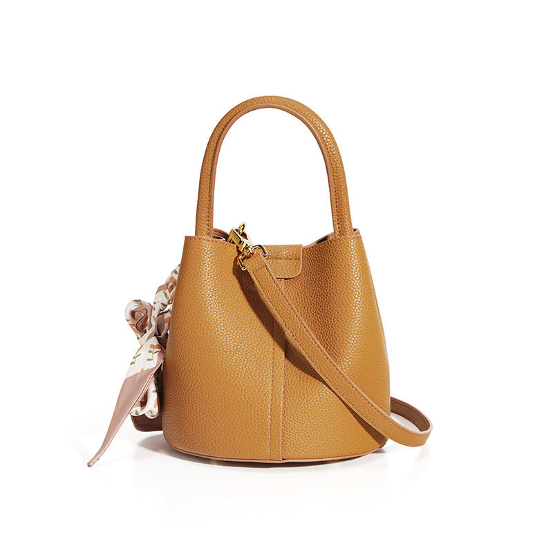 Brown Bria Genuine Leather Bucket Bag | Handbags Daverri Fashions