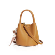 Brown Bria Genuine Leather Bucket Bag | Handbags Daverri Fashions