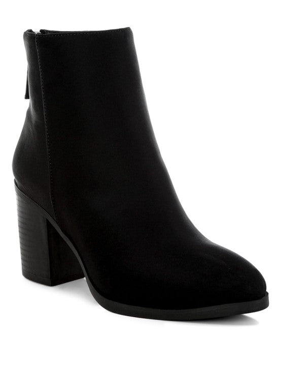 Black Veyara Lycra Block Heel Ankle Boots | Boots Daverri Fashions