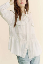 Davi & Dani Garment Washed Jacquard Button Front Shirt | Shirts Daverri Fashions
