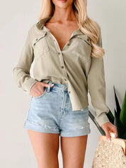 Button-Down Collared Neck Denim Shirt | Shirts Daverri Fashions