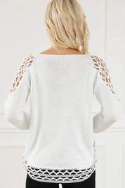 Scoop Neck Hollow Out Sweater | Daverri Fashions