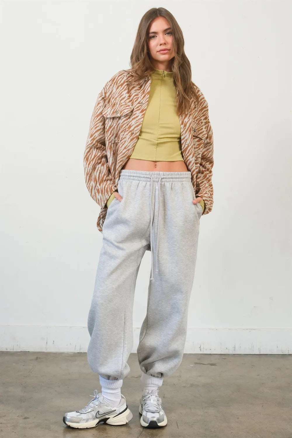 HYFVE Zebra Print Snap Down Long Sleeve Shacket | Daverri Fashions