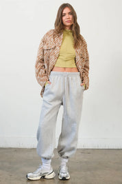 HYFVE Zebra Print Snap Down Long Sleeve Shacket | Daverri Fashions