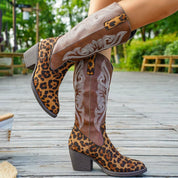Western Embroidered Mid-Calf Boots | Boots Daverri Fashions