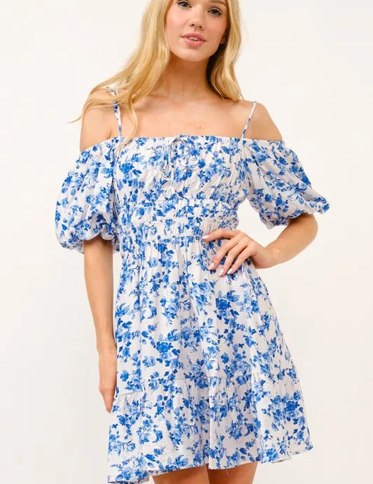 And The Why Off Shoulder Bubble Sleeve Dress | Mini Dresses Daverri Fashions