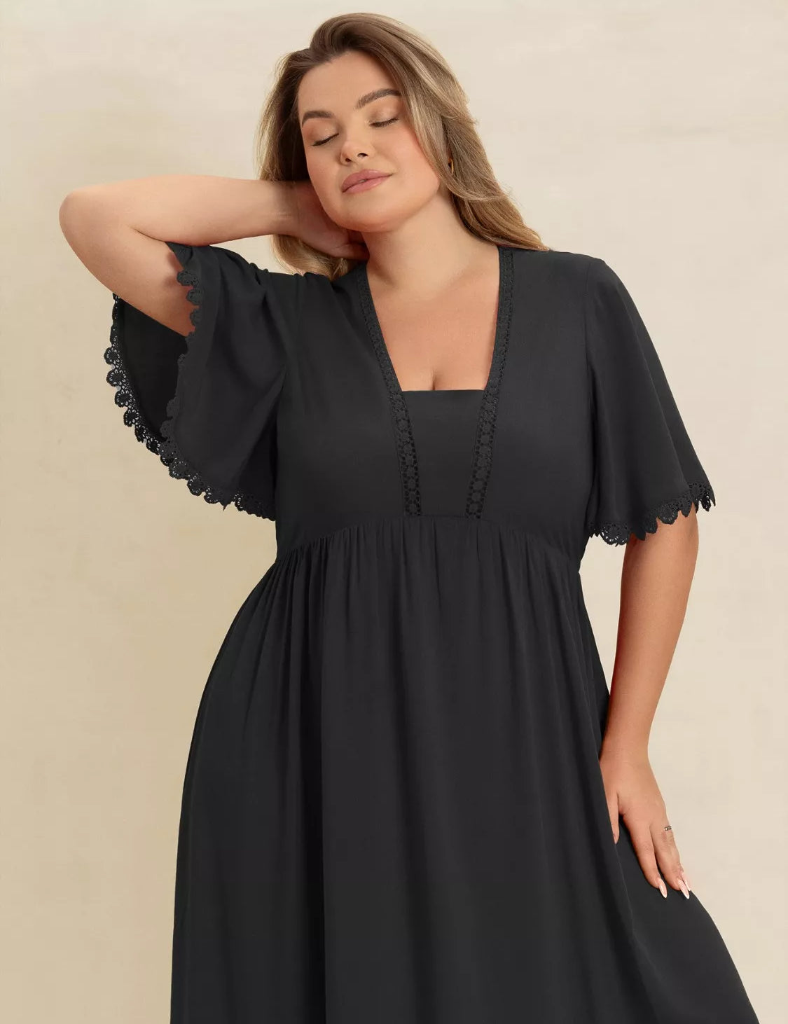 Plus Size Boho Ruffled Maxi Dress with Flutter Sleeves | Maxi Dresses Daverri Fashions