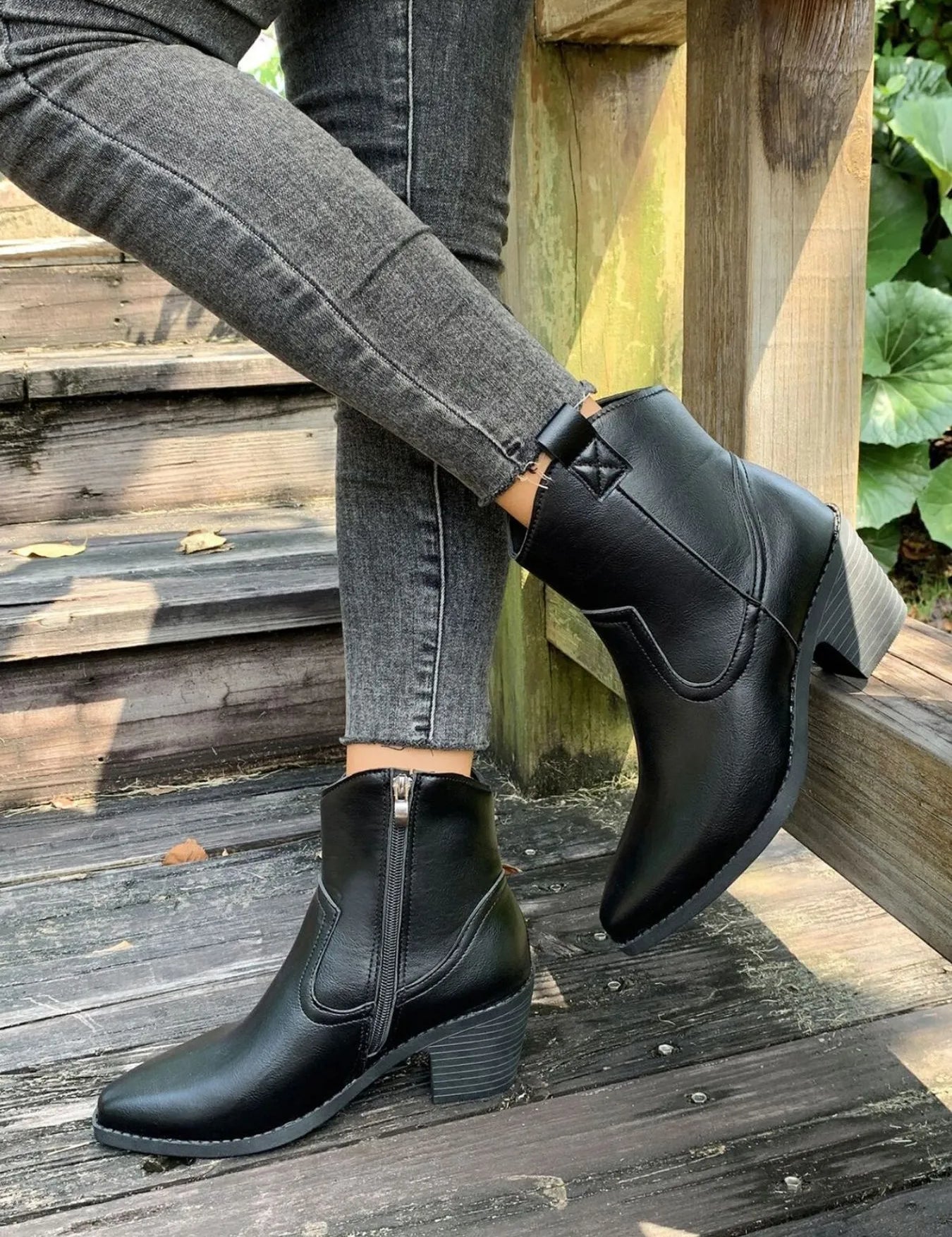 Point Toe Block Heels Ankle Boots | Boots Daverri Fashions