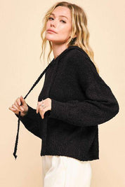 Davi & Dani Drop Shoulder Long Sleeve Hooded Sweater | Sweaters Daverri Fashions