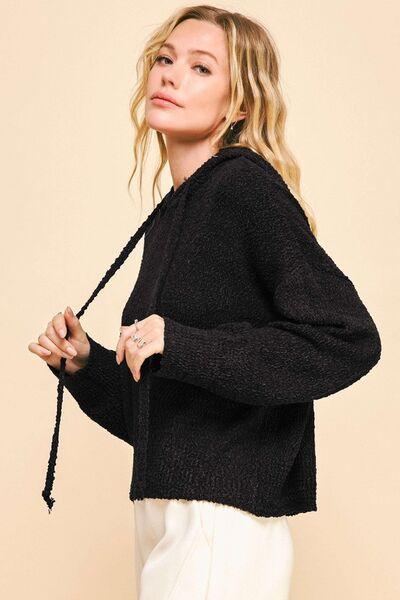 Davi & Dani Drop Shoulder Long Sleeve Hooded Sweater | Sweaters Daverri Fashions
