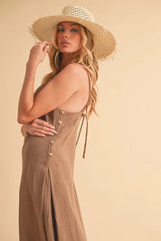 Aemi+Co Side Button Midi Cami Dress | Daverri Fashions