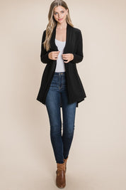 BOMBOM Open Front Long Sleeve Cardigan | Daverri Fashions