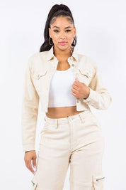 Ivory S American Bazi Laced Back Cropped Jacket | Daverri Fashions