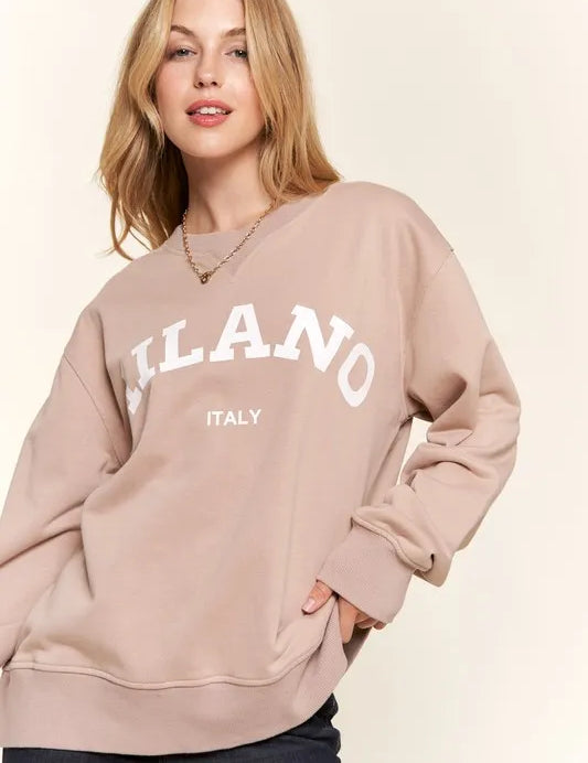TAUPE And The Why Washed Milano Pullover Sweatshirt | Sweatshirts Daverri Fashions