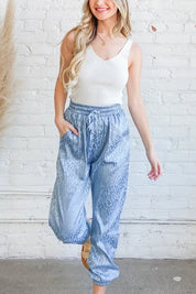 And The Why Satin Leopard Print Joggers | Daverri Fashions