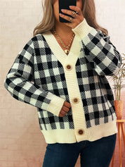 Plaid Button-Down Cardigan | Cardigans Daverri Fashions