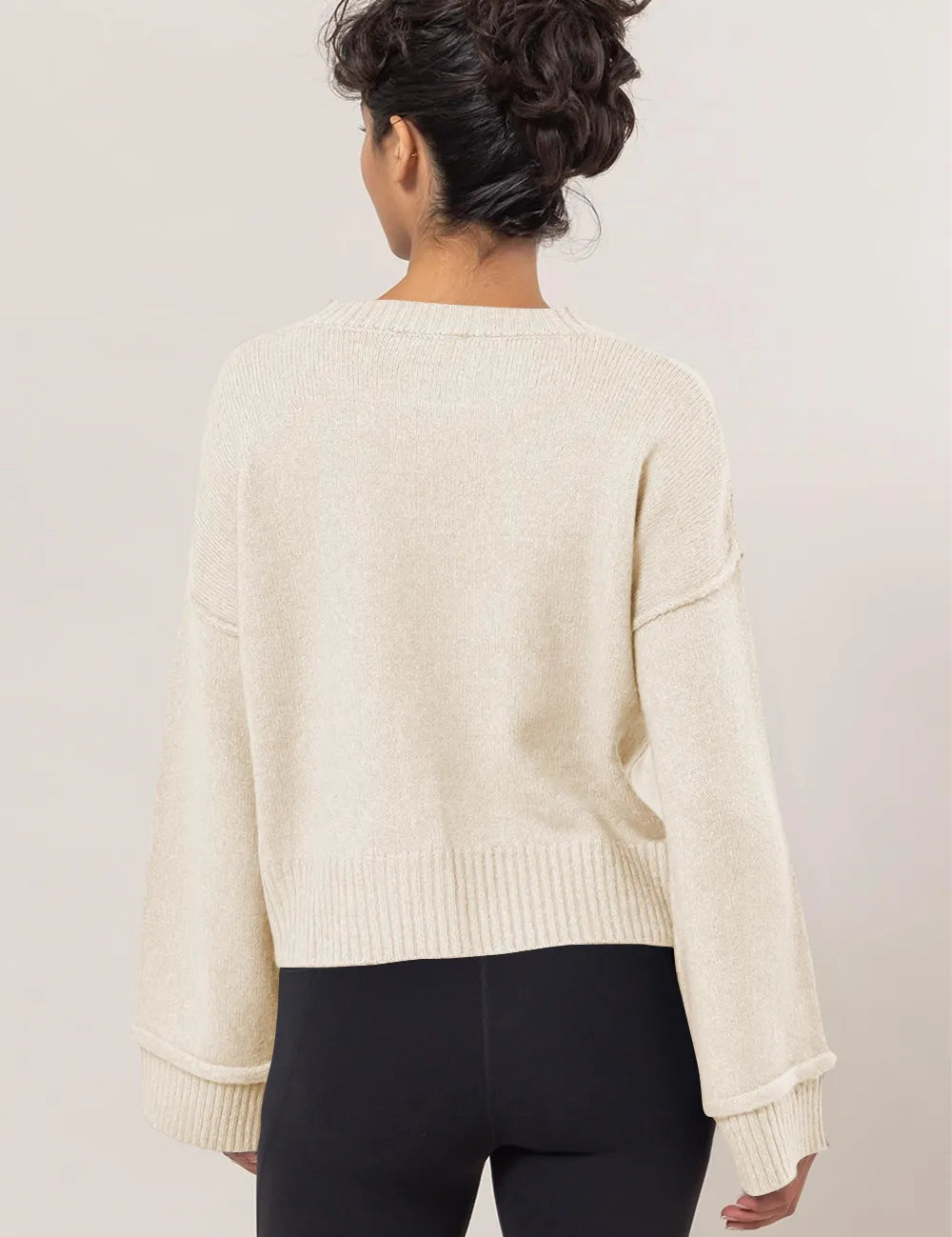 HYFVE Round Neck Dropped Shoulder Ribbed Sweater | Sweaters Daverri Fashions