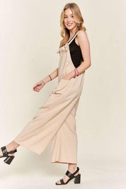 ADORA Knotted Wide Strap Wide Leg Overalls | Daverri Fashions