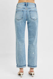 RISEN Full Size High Rise Ankle Boyfriend Distressed Jeans Plus Size | Daverri Fashions