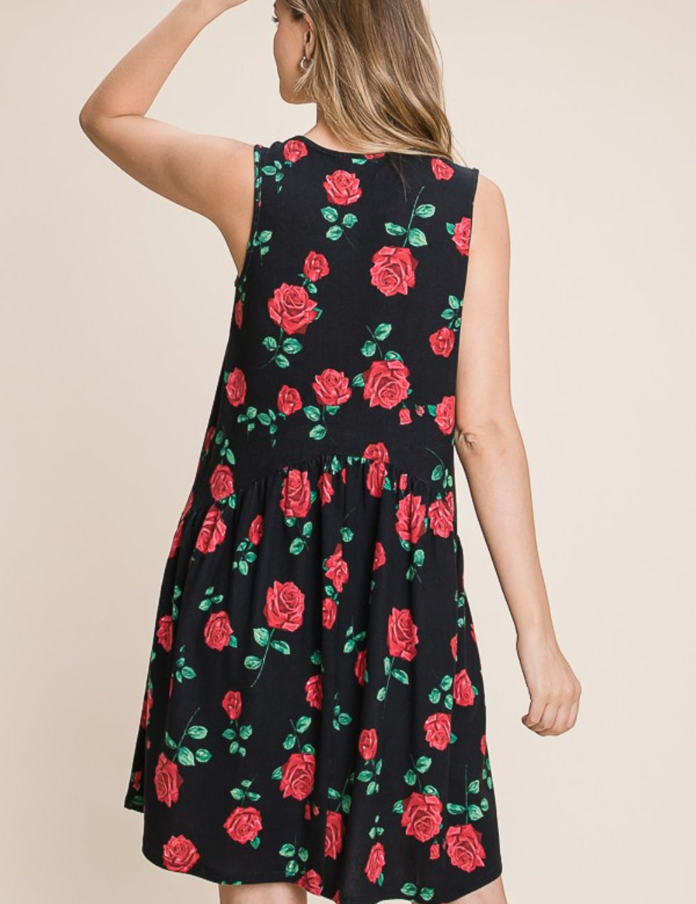 BOMBOM Floral Ruched Tank Dress | Daverri Fashions