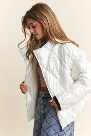 J.NNA Quilted Mock Neck Puffer Jacket | Puffer Jackets Daverri Fashions
