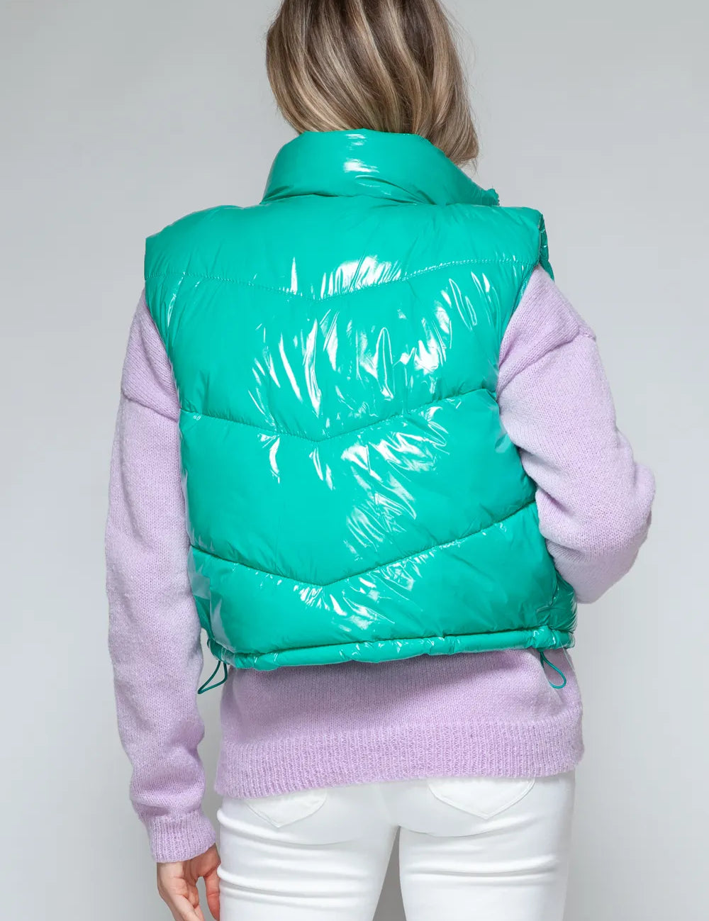 Snobbish Zip Up Turtleneck Shiny Quilted Vest | Vest Jackets Daverri Fashions