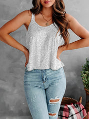 Sequin Scoop Neck Tank | Tank Tops Daverri Fashions