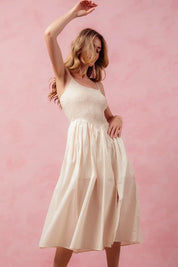 SO ME Smocked Sleeveless Casual Everyday Dress With Slit | Daverri Fashions