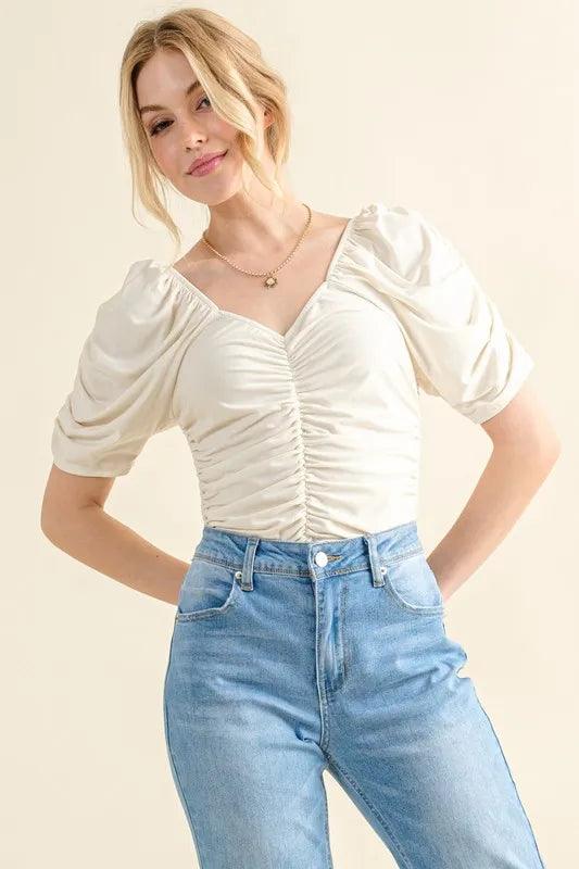 And The Why Buttery Soft Ruched Detailed Jersey Bodysuit | Tops Daverri Fashions